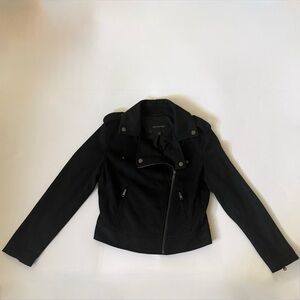 NWOT Banana Republic Faux Suede Moto Jacket Black Petite XS